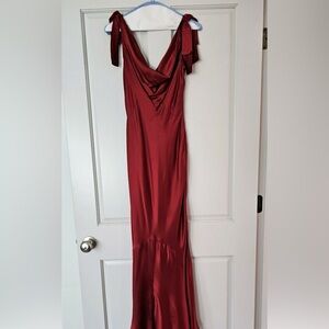 Ruby colored evening gown